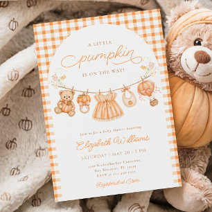 Invitation Carton d'invitation pour Baby Shower Gingham Littl