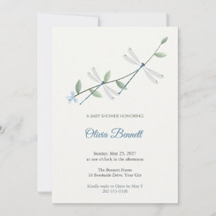 Invitation Carton d'invitation pour Baby Shower Libellule Var
