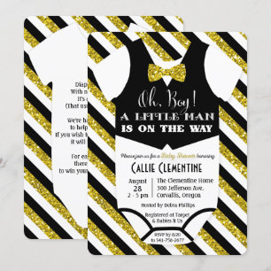 Invitation Carton d'invitation pour Baby Shower Little Man Bo