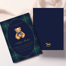 Carton d'invitation pour baby shower Ourson Polo V