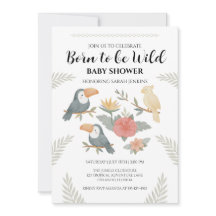 Carton d'invitation pour Baby Shower Toucan Né pou