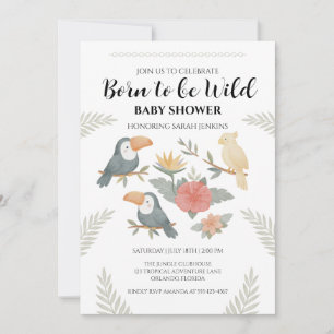 Invitation Carton d'invitation pour Baby Shower Toucan Né pou