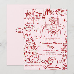 Invitation Carton d'invitation pour fête de Noël gribouillis