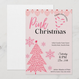 Invitation Carton d'invitation pour la fête de Noël rose
