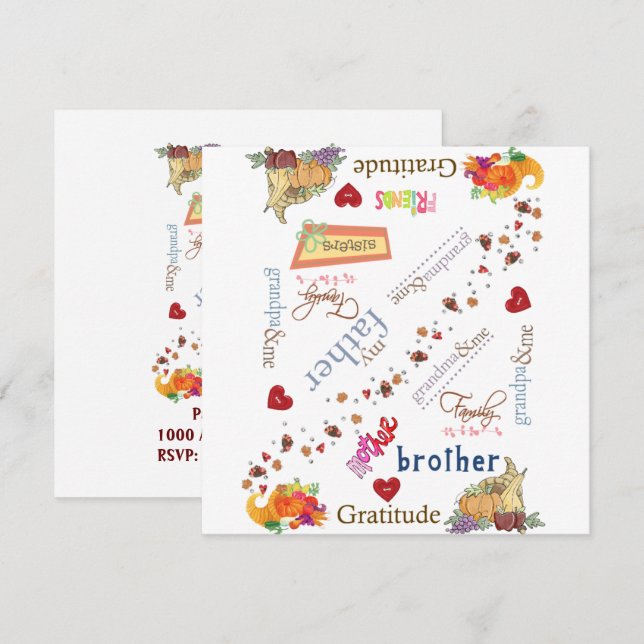 Invitation Carton d'invitation pour la fête de Thanksgiving (Devant / Derrière)