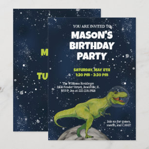 Invitation Carton d'invitation pour l'anniversaire du T-rex d