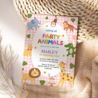 Invitation Carton d'invitation pour le 1er anniversaire Pink