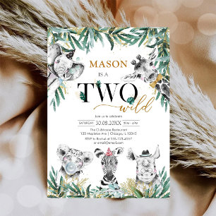 Invitation Carton d'invitation pour les 2 ans de deux animaux