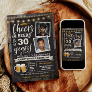 Invitation Carton d'invitation pour les 30 ans Photo Cheers a