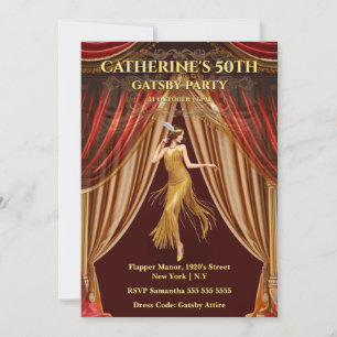 Invitation Carton d'invitation pour les 50 ans de Gatsby Red