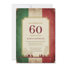 Carton d'invitation pour les 60 ans Vintage Italie