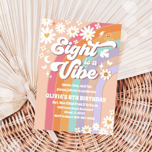 Invitation Carton d'invitation pour les 8 ans Groovy Rainbow