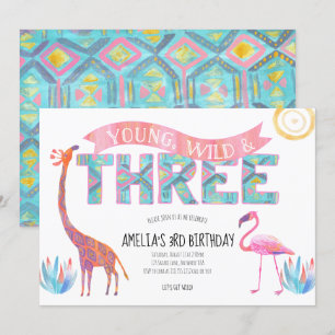 Invitation Carton d'invitation pour trois ans, jeune et sauva