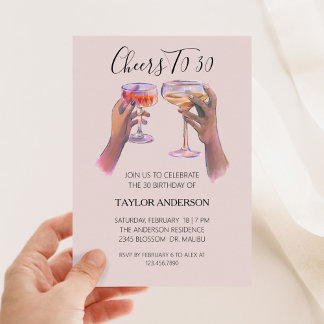 Invitation Carton d'invitation pour un 30e anniversaire Cockt