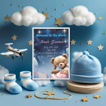"Carton d'invitation pour un bébé garçon Twinkle S