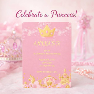 INVITATION CARTON D'INVITATION PRINCESSE ANIVERSAIRE COULEUR