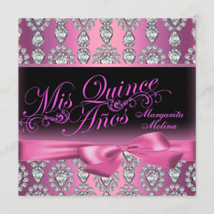 Invitation Carton d'invitation Quinceanera Diamant Rose & Arc