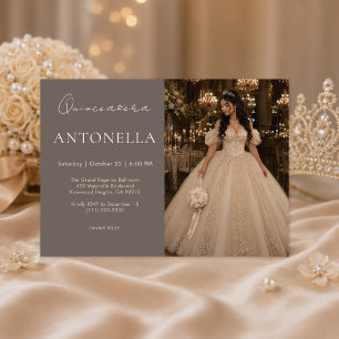 Invitation Carton d'invitation Quinceañera Ivoire Champagne
