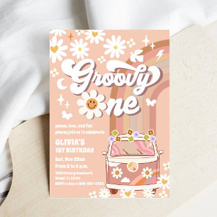 Invitation Carton d'invitation rétro Groovy pour un anniversa