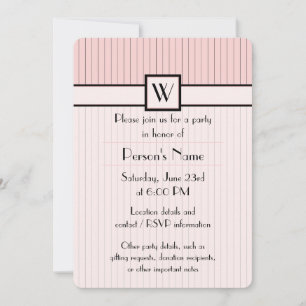 Invitation Carton d'invitation rose avec rayures noires