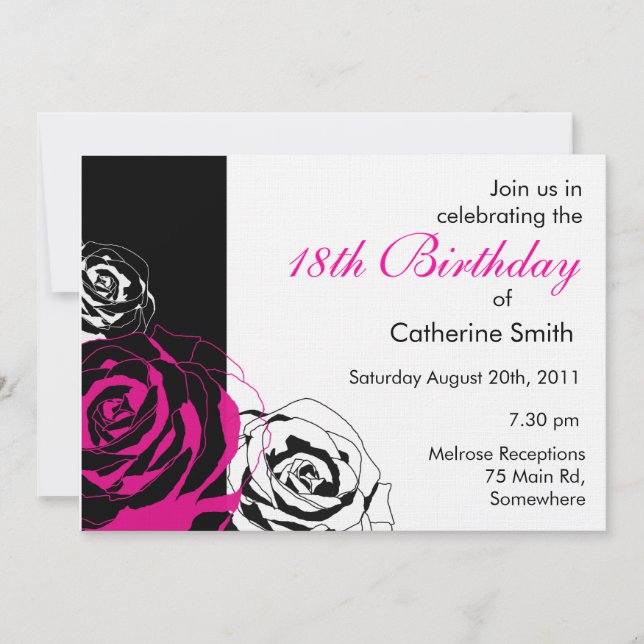Invitation Carton d'invitation Rose pour anniversaire (Devant)