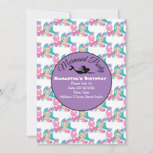 Invitation Carton d'invitation Rose pour Soirée de la Sirène