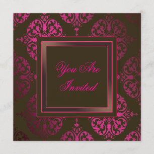Invitation Carton d'invitation rose vif, chocolat et rose pou