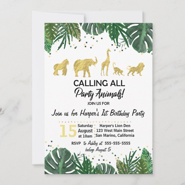 Invitation Carton d'invitation safari pour anniversaire ou fê (Devant)