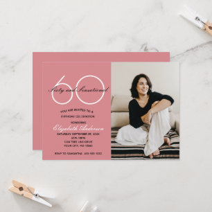 Invitation Carton d'invitation soixantième anniversaire rose