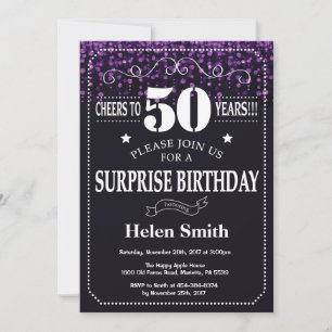 Invitation Carton d'invitation surprise 50 ans avec paillette