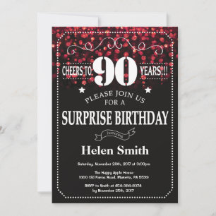 Invitation Carton d'invitation surprise 90 ans avec paillette