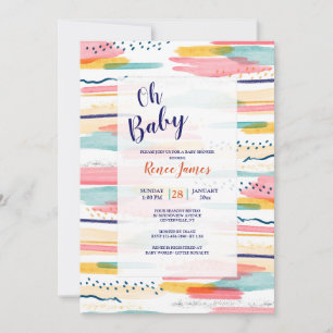 Invitation Carton d'invitation Traits de pinceau abstraits