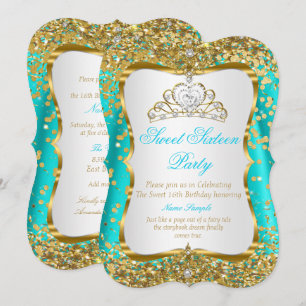Invitation Carton d'invitation Turquoise Diadème Princesse Do