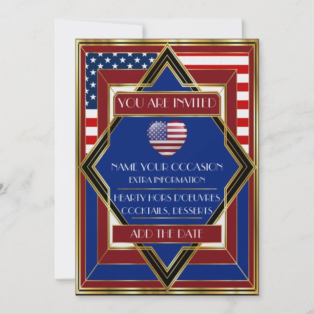 Invitation Carton d'invitation USA déco patriotique (Devant)