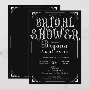Invitation Carton d'invitation vintage noir et blanc pour une