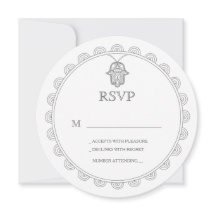Carton élégant de réponse de mariage rond Hamsa