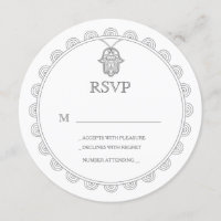 Carton élégant de réponse de mariage rond Hamsa