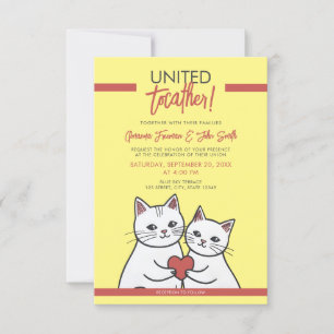 Invitation Carton Rouge et blanc Mariage Whimsical Cats