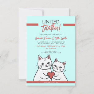 Invitation Carton Rouge et blanc Mariage Whimsical Cats