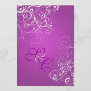 Invitation Cartons de mariage Magenta + tourbillons de perle