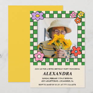 Invitation Cartons d'invitation 100e anniversaire Fleurs Rétr
