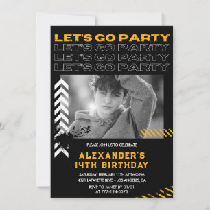 Invitation Cartons d'invitation 14 ans garçon photo pulvérisa