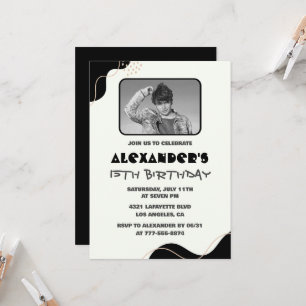 Invitation Cartons d'invitation 15 ans noirs Hommes Simple Ph