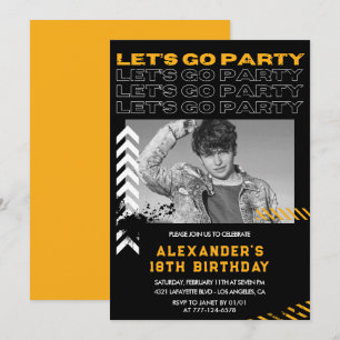 Invitation Cartons d'invitation 18 ans noir Hommes Photo Pulv