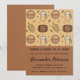 Invitation Cartons d'invitation 21 ans Bière Rustique Hommes 
