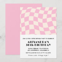 Cartons d'invitation 30e anniversaire Damier Rétro