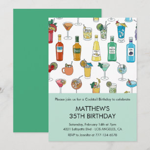 Invitation Cartons d'invitation 35e anniversaire Cocktail Con
