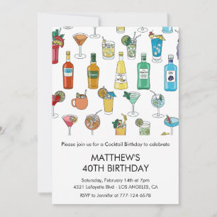 Invitation Cartons d'invitation 40 ans Cocktail Contemporain