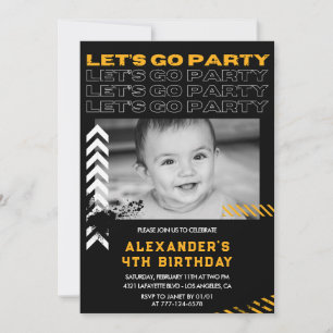 Invitation Cartons d'invitation 4ème anniversaire garçon phot