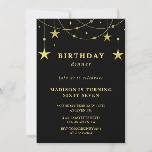 Invitation Cartons d'invitation 67 ans Black Gold étoiles